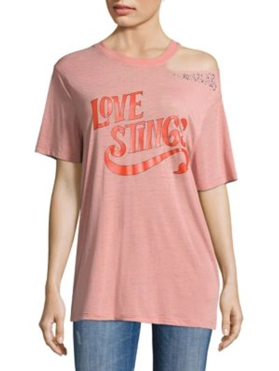 Shop Opening Ceremony Love Stings Slashed Cotton Tee In Ash Rose