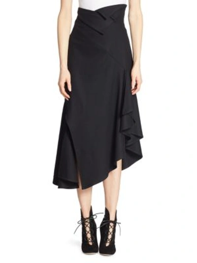 Monse Wool Ruffle Skirt In Black