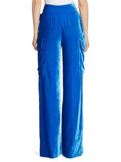 Shop Monse Velvet Cargo Pants In Blue