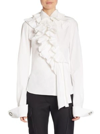 Shop Monse Cotton Ruffle Shirt In White