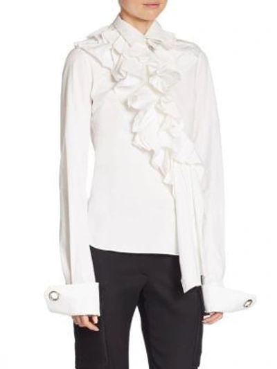 Shop Monse Cotton Ruffle Shirt In White