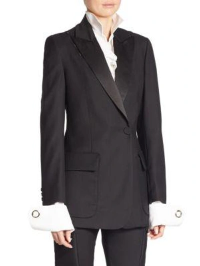 Shop Monse Wool Tuxedo Jacket In Black