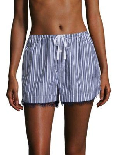 Skin Stripe Cotton Shorts In Blue Stripe