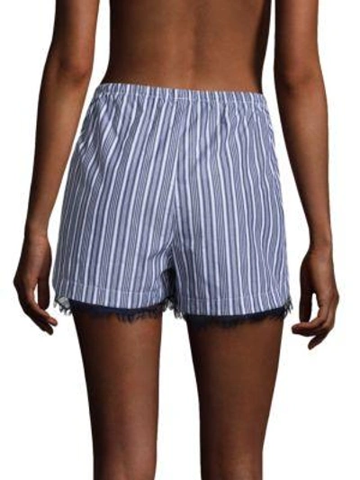 Shop Skin Stripe Cotton Shorts In Blue Stripe