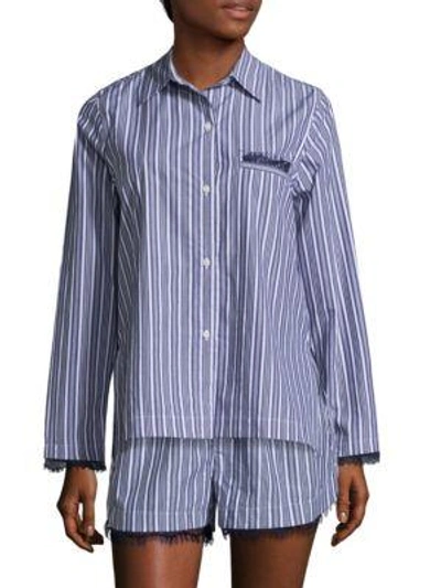 Skin Stripe Cotton Shirt In Blue Stripe