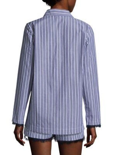 Shop Skin Stripe Cotton Shirt In Blue Stripe