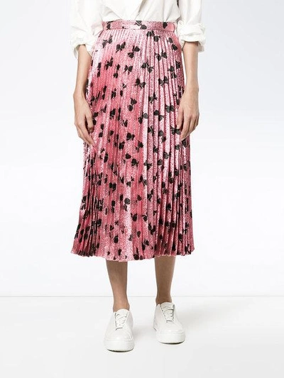 Shop Gucci Bow Lurex Pleated Skirt