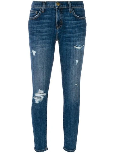 Shop Current Elliott Ripped Skinny Jeans In Blue