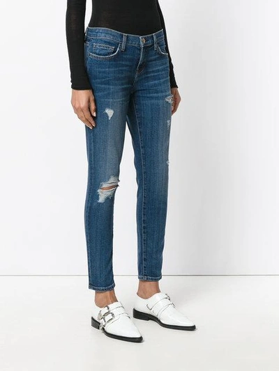 Shop Current Elliott Ripped Skinny Jeans In Blue