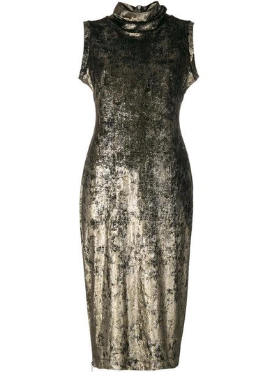 Shop Antonio Marras Turtle Neck Tubular Dress - Metallic