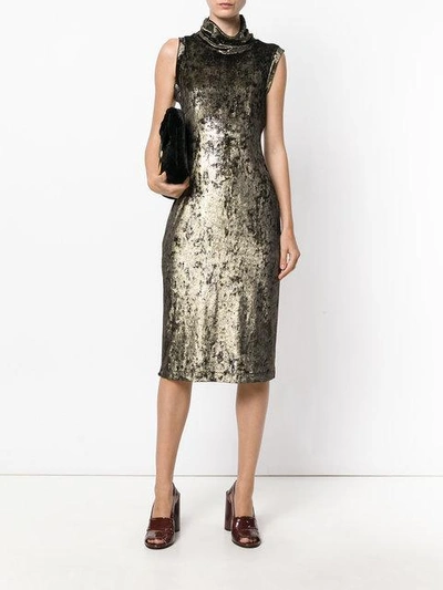 Shop Antonio Marras Turtle Neck Tubular Dress - Metallic