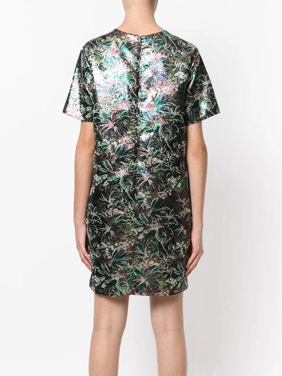 Shop Msgm Crew Neck Floral Dress In Green