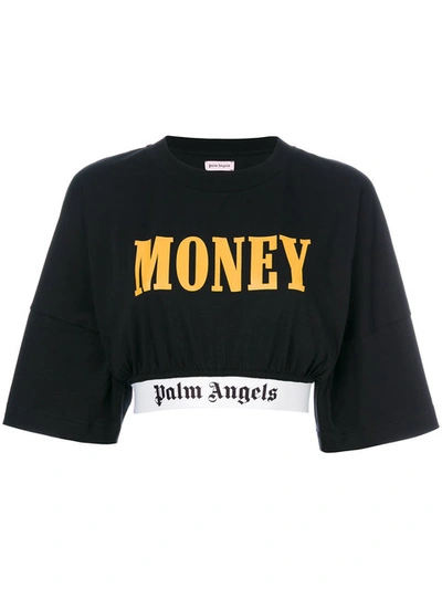 Palm Angels 短款logo边饰t恤 In Nero Giallo