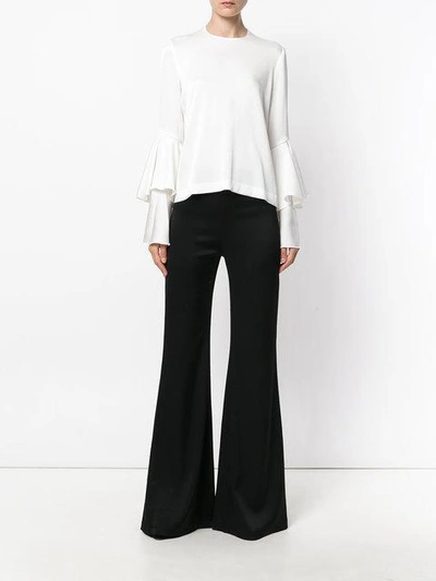 Shop Galvan Flared Layered Longsleeved Blouse - White