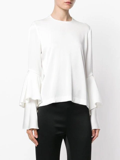 Shop Galvan Flared Layered Longsleeved Blouse - White