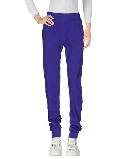 Shop Ea7 Casual Pants In Purple