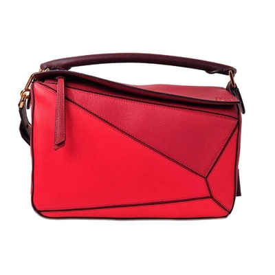Loewe Medium Puzzle Colorblock Leather Shoulder Bag - Red In Red Multitone