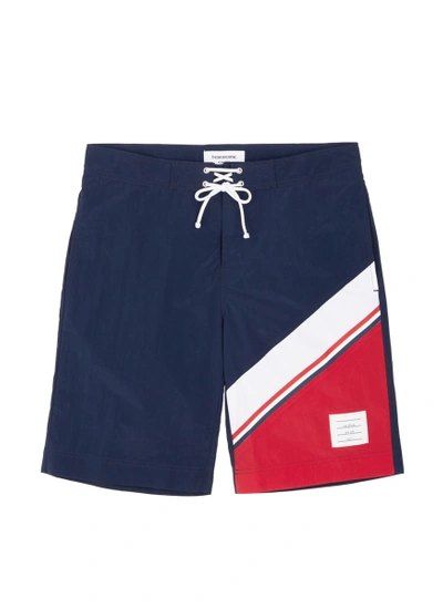 Shop Thom Browne Colourblock Swim Shorts