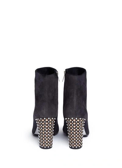 Shop René Caovilla Embellished Heel Suede Boots