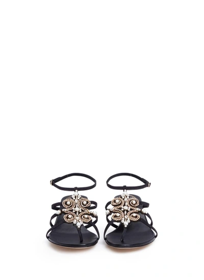 Shop René Caovilla Strass Embellished Suede Sandals In Black