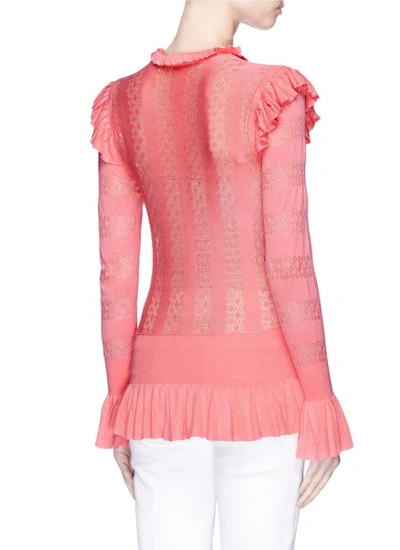 Shop Temperley London 'cypre' Ruffle Pointelle Knit Sweater