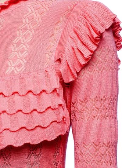 Shop Temperley London 'cypre' Ruffle Pointelle Knit Sweater
