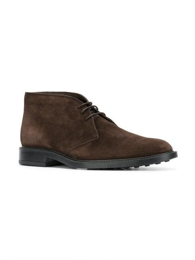 Shop Tod's Lace Up Boots In Brown