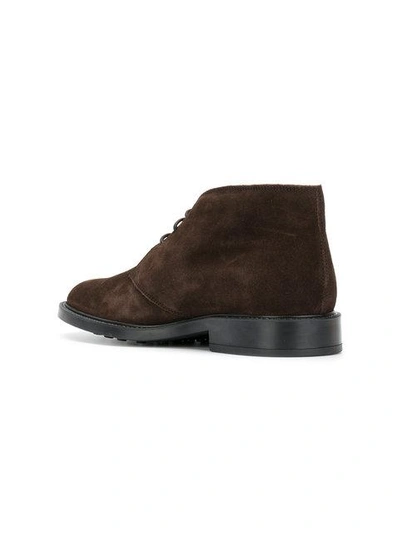 Shop Tod's Lace Up Boots In Brown