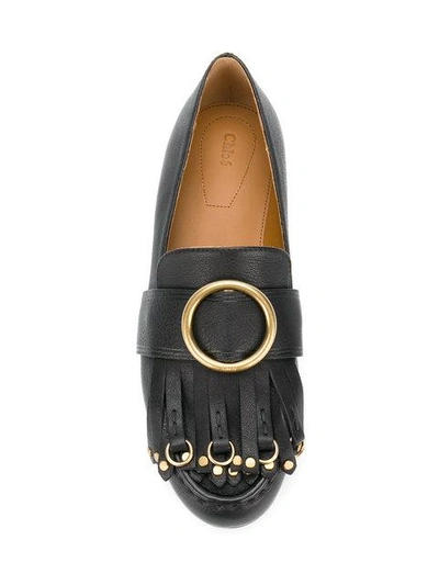 Shop Chloé Olly Fringe Loafers In Blue