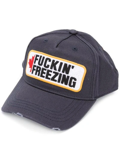 Shop Dsquared2 Fuckin' Freezing Patch Baseball Cap