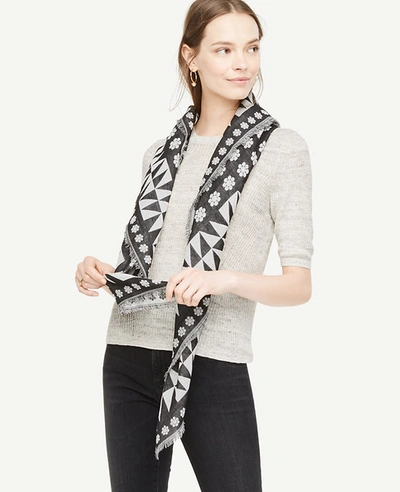 Ann Taylor Daisy Square Scarf In Black