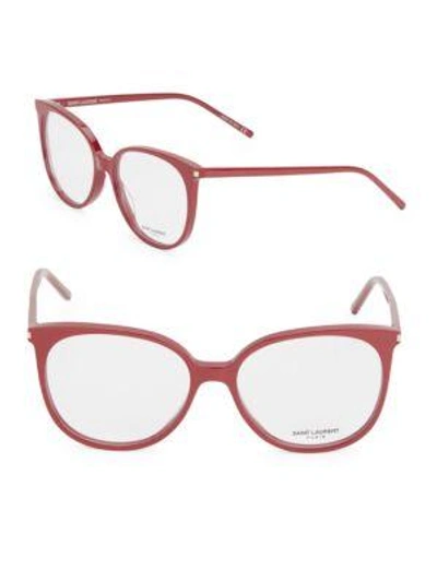 Saint Laurent 54mm, Cat Eye Optical Glasses In Shiny Red
