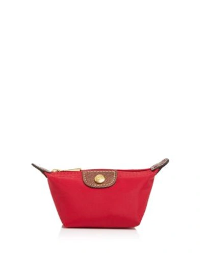 Longchamp Le Pliage Coin Case In Red Garance/gold