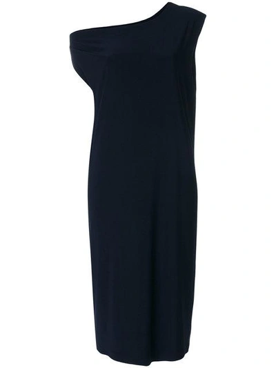 Norma Kamali Asymmetric Drop Shoulder Midi Dress