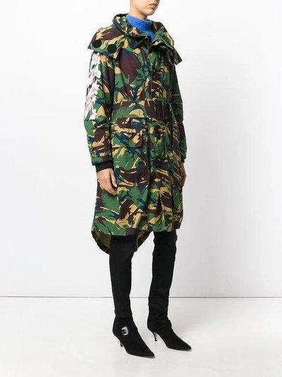 Shop Off-white Camouflage Trench Coat - Multicolour