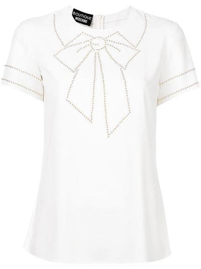 Shop Boutique Moschino Bow-embroidered T-shirt