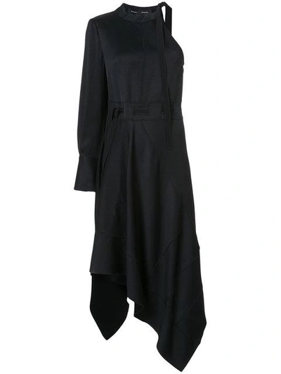 Proenza Schouler Asymmetric One-sleeve Tie-waist Dress, Black | ModeSens