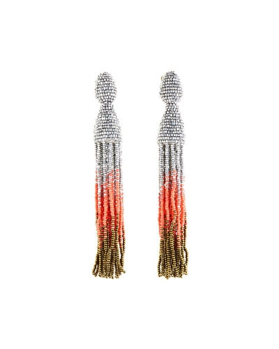 Oscar De La Renta Ombre Crystal Tassel Earrings In Silver