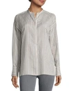 VINCE Striped Tunic Silk Shirt,0400094536789