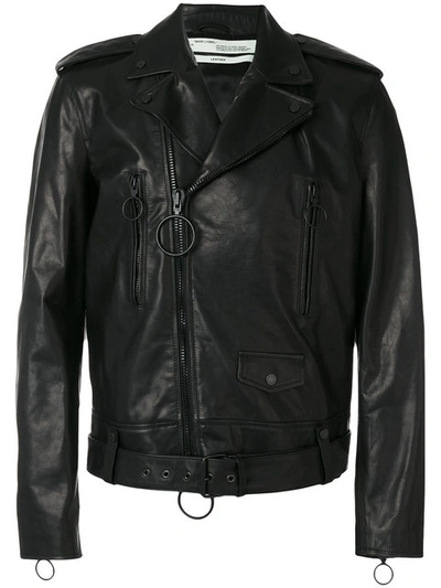 Shop Off-white Arrow Biker Jacket - Black