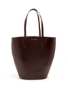 Alexander Mcqueen Small Leather Basket Tote Bag In Burgundy