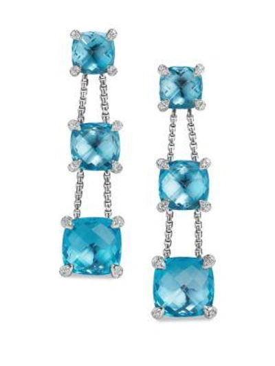 Shop David Yurman Châtelaine® Blue Topaz & Diamonds Linear Chain Earrings