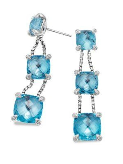 Shop David Yurman Châtelaine® Blue Topaz & Diamonds Linear Chain Earrings