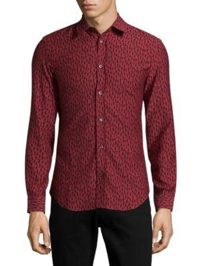 Shop Maison Margiela Printed Casual Button-down Shirt In Red