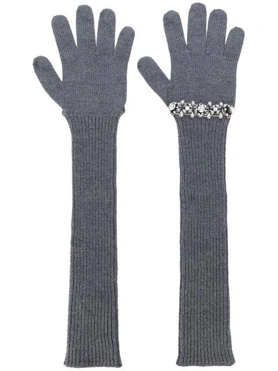 Shop N°21 Sequinned Ribbed Gloves In 8995