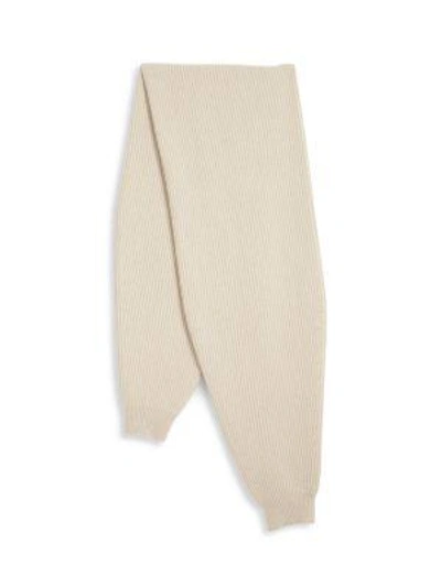 Max Mara Sponda Wool & Cashmere Ribbed Sleeve Scarf In Ivory