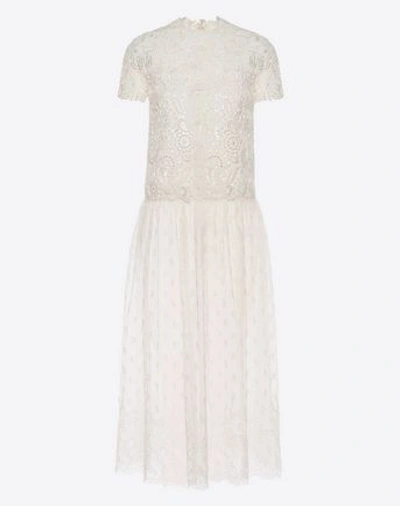 Valentino Lace And Guipure Dress In White