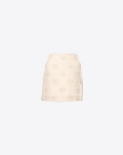 Valentino Embroidered Crepe Couture Skirt In Ivory