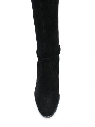 Shop Stuart Weitzman Hiline Tie Detail Boots In Black