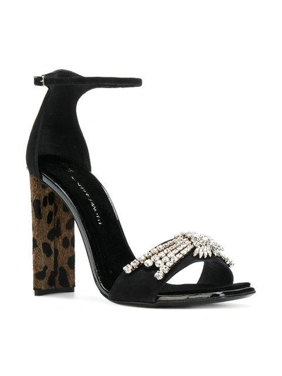 Shop Giuseppe Zanotti Sabine Leopard Heel Sandals In Black